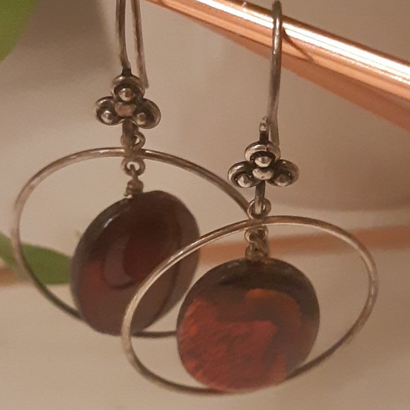 Red Stone Earrings - Picture 2 of 3